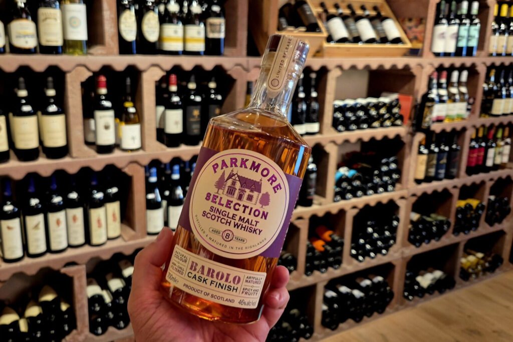 a picture containing a bottle of Parkmore Barolo for a whisky review