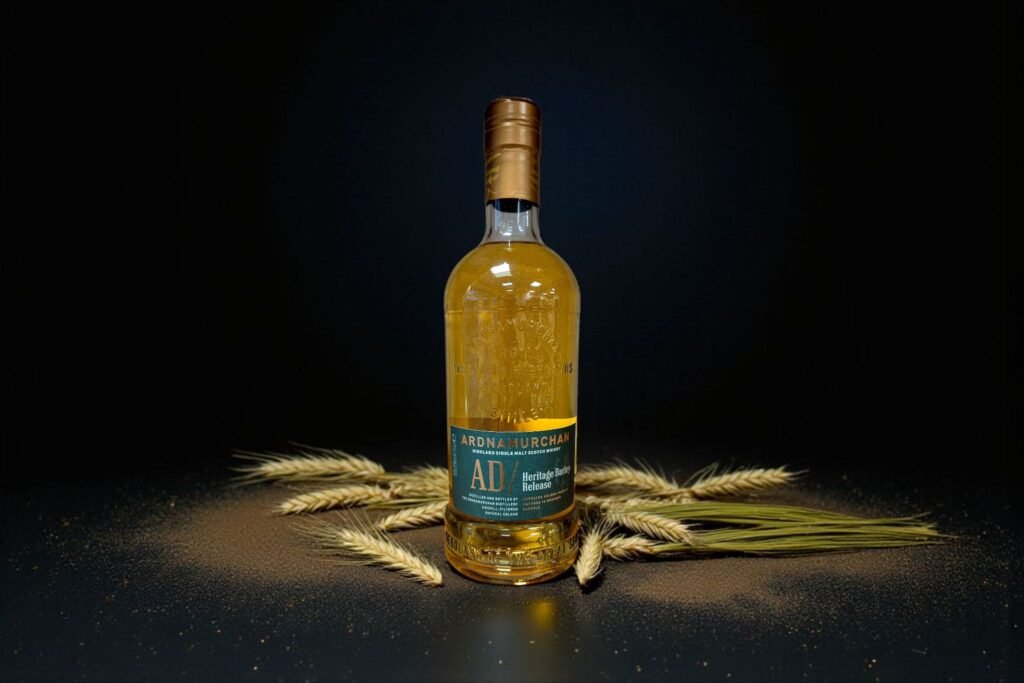 A bottle of Ardnamurchan Heritage Barley for a review