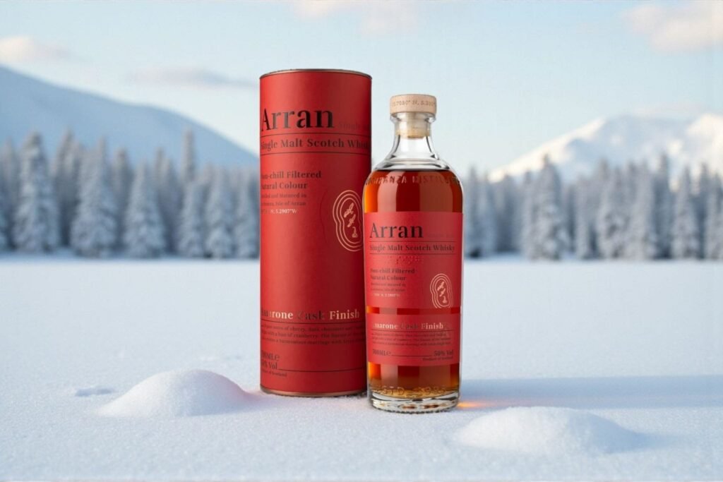 A bottle of Arran Amarone Cask for a Review