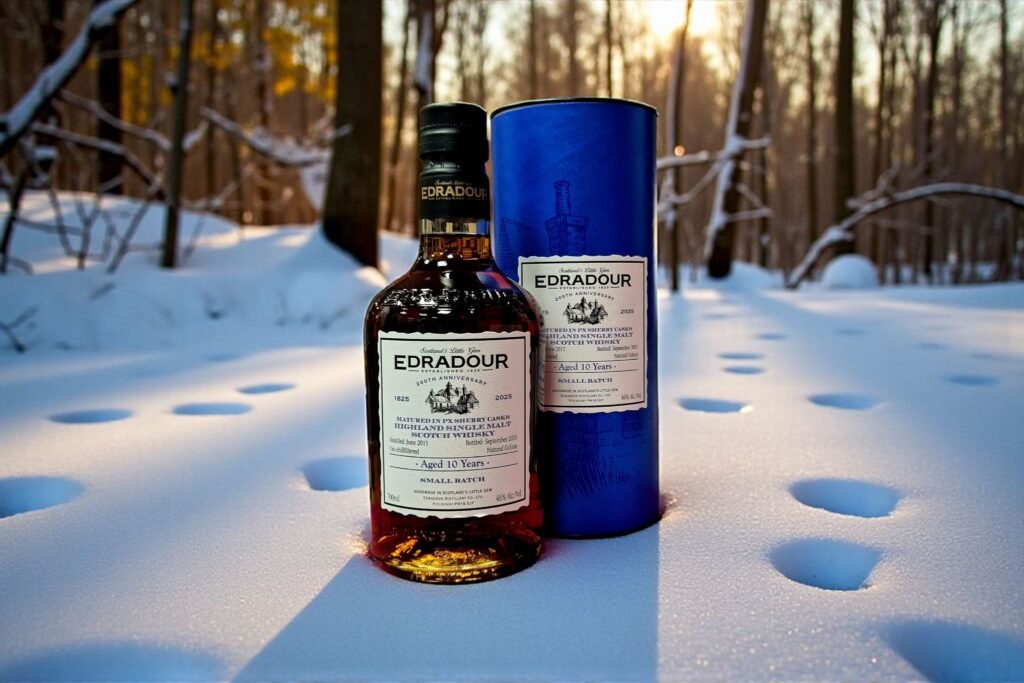 A bottle of Edradour 10 Small Batch PX for a review on dram1.com