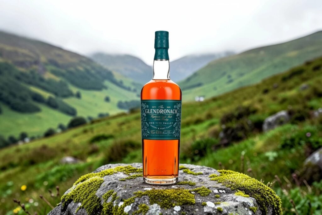Glendronach Ode to the Valley Highland single malt whisky bottle with port cask matured Scotch