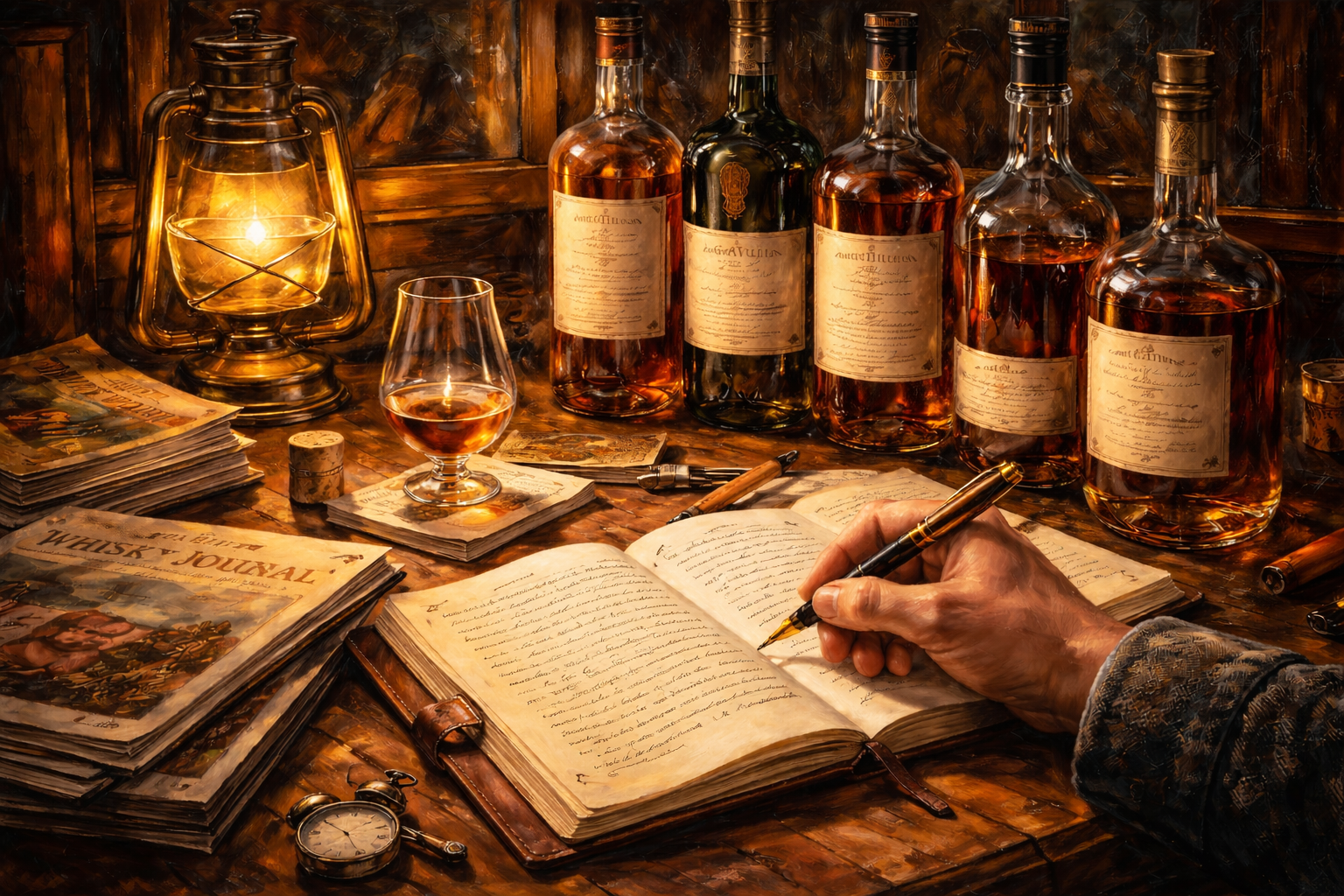 Best whisky blogs article showing a whisky writer reviewing drams and writing tasting notes