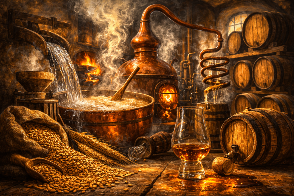 a picture detailing how whisky is made